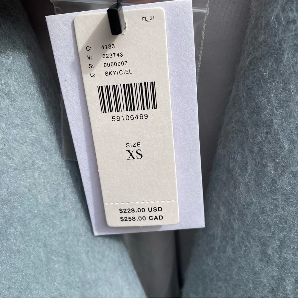 NWT Anthropologie Greylin Sky Blue and Grey Long Wool Coat with pockets size XS - Picture 11 of 12